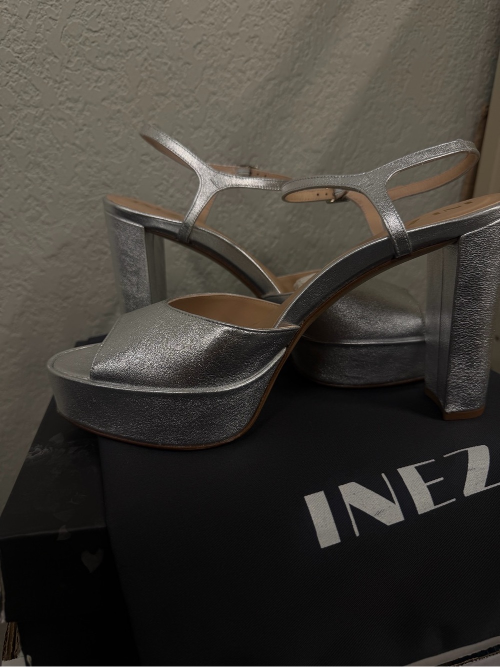 Inez Silver Metallic Platform Block-Heel Sandals